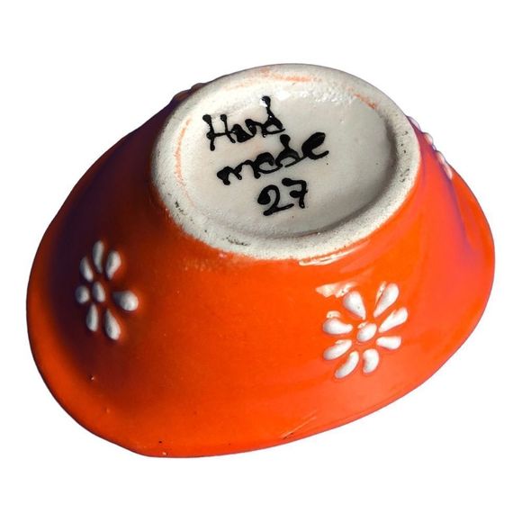 HANDMADE Orange and White Small Side Sauce Dishes - Picture 5 of 5